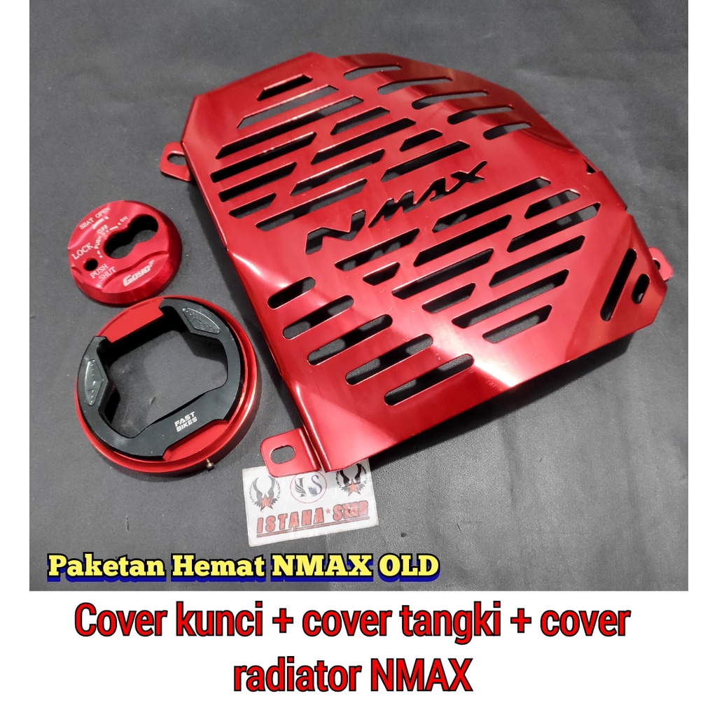 Tutup Radiator NMAX - Free Cover Kunci Kontak - Free Cover Tangki - Paket NMAX/merah