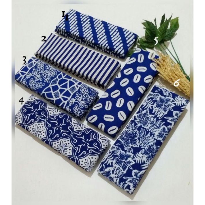 Kain Batik Cap halus Katun Premium Biru Muda Biru Tua Navy Dongker Bahan Batik Cap Biru Kain Batik B