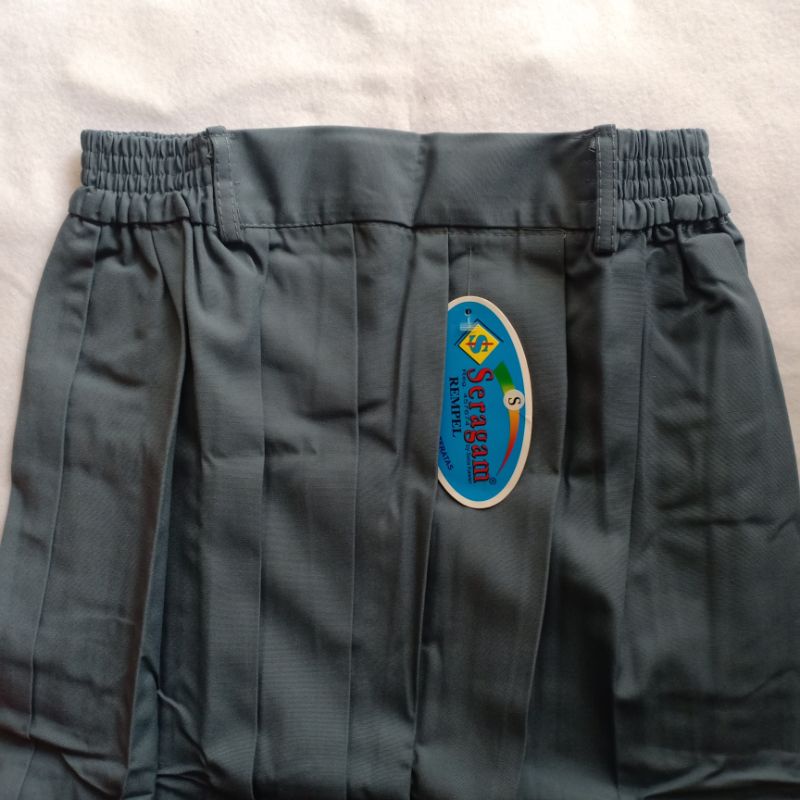 Rok Sekolah SMP/SMA , Rok Panjang Rempel Biru &amp; Rok Panjang Rempel Abu Merk SERAGAM see