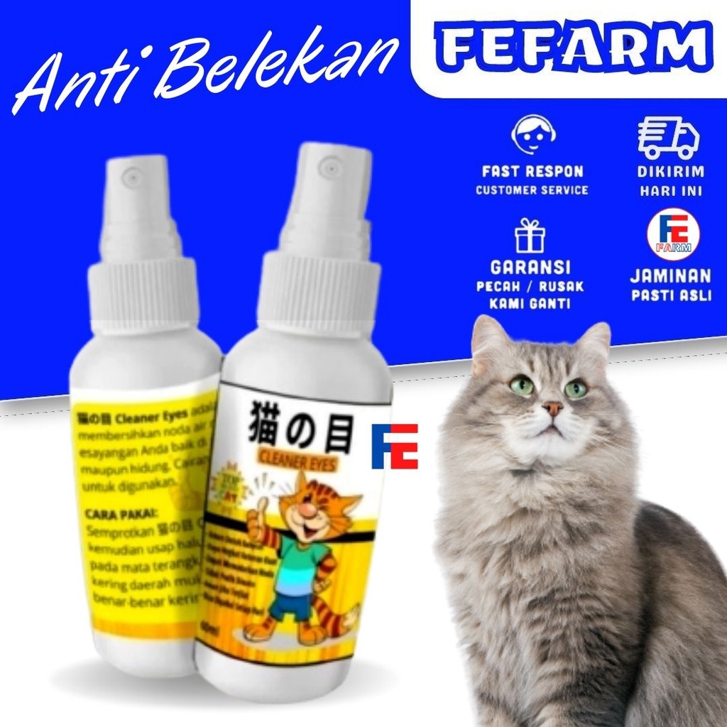 Pembersih Mata Kucing Obat Mata Belekan Stain Remover Kucing Mata Berair Noda Kotoran Cat FEFARM