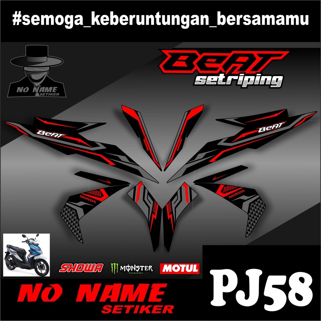 Striping stiker setiker Motor Beat esp (pj58) 2016 2017 2018 2019 / Fi New Esp Iss Variasi Honda 002