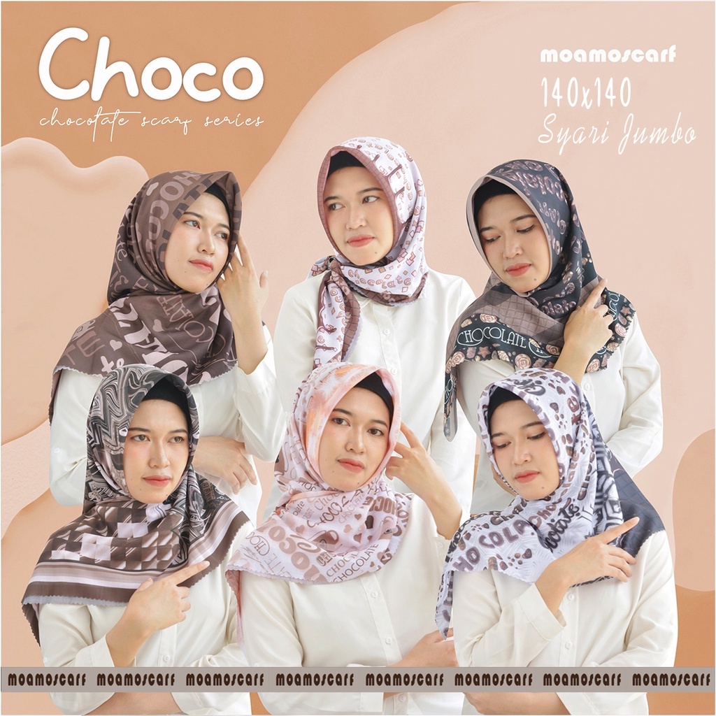 Jilbab Jumbo | Hijab Segi Empat Motif | Syar'i Scarf Voal Premium Choco  Series