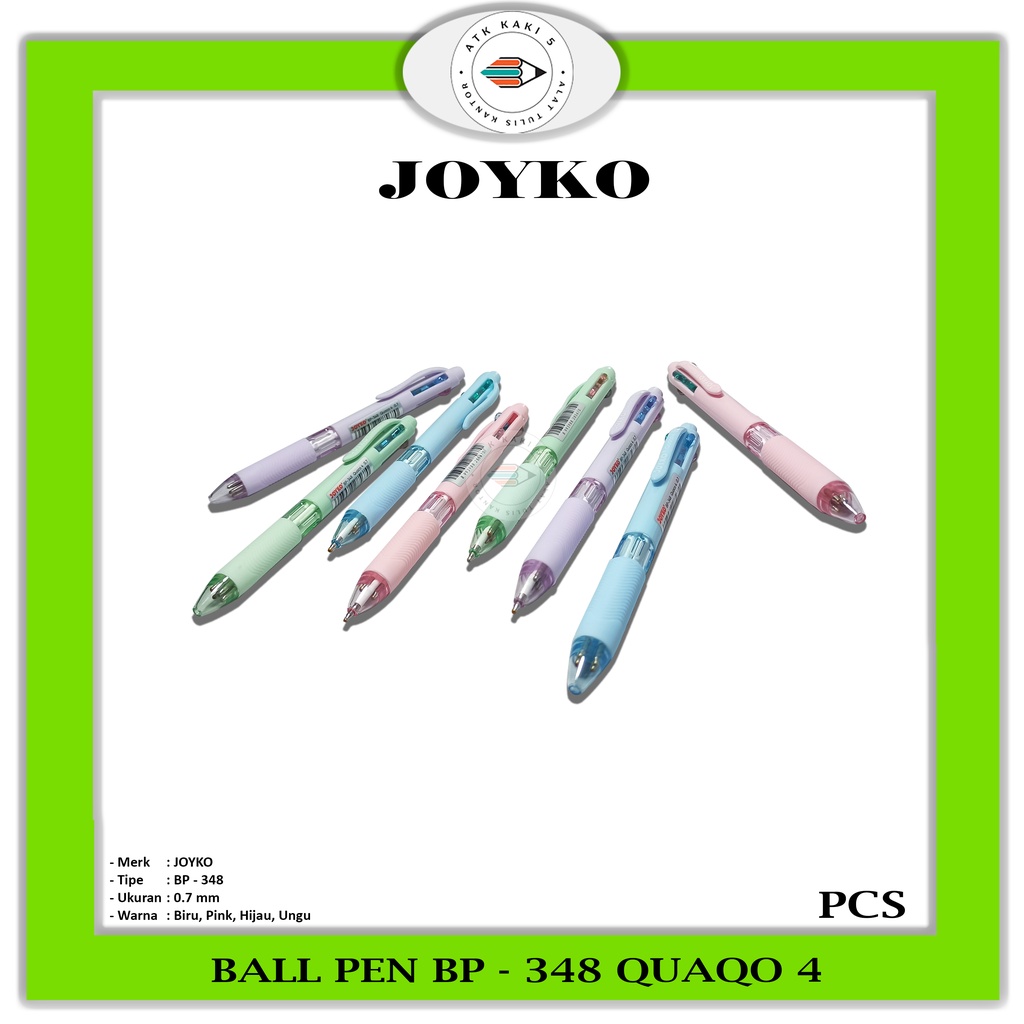 

Joyko Ball Pen 4 In 1 Pulpen Pena BP-348 Quaco 4 0.7mm Pcs