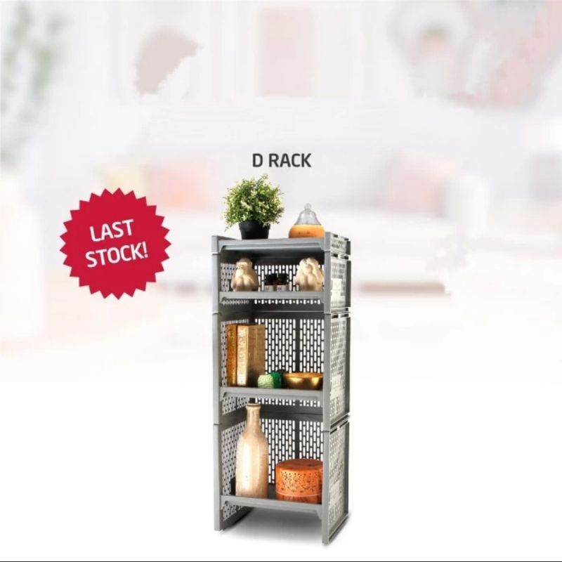 Rak Plastik 4 Susun Serbaguna Minimalis Abu-abu Besar Plastik Tebal Kokoh Rak Buku Rak Dapur Panci R