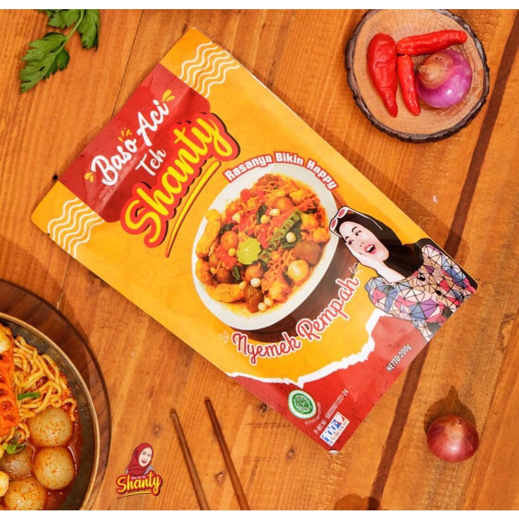Baso Aci Mie Nyemek Rempah Teh Shanty Extra Gurilem Pedas 200gr