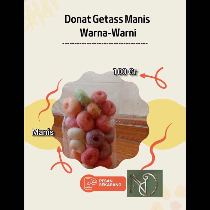 

Donat Gabus Manis Warna-Warni 100 Gram