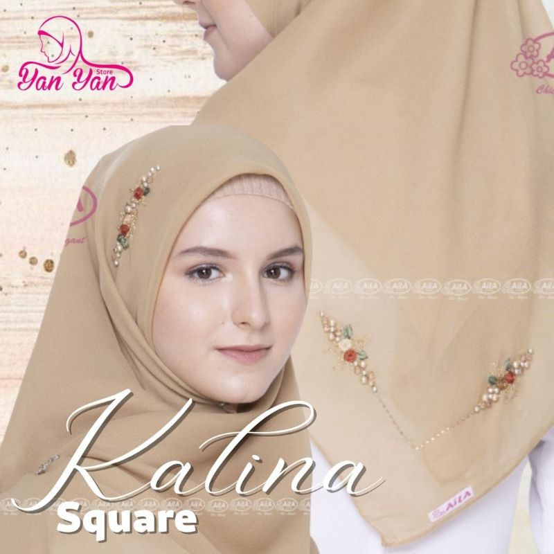 Kalina Original Produk Segiempat Terbaru by Aila Hijab Handmade Modern Sulam Payet Premium Square Po
