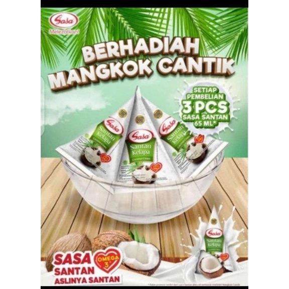 

SANTAN SASA 1PAKET ISI 3PCS BERHADIAH MANGKOK CANTIK