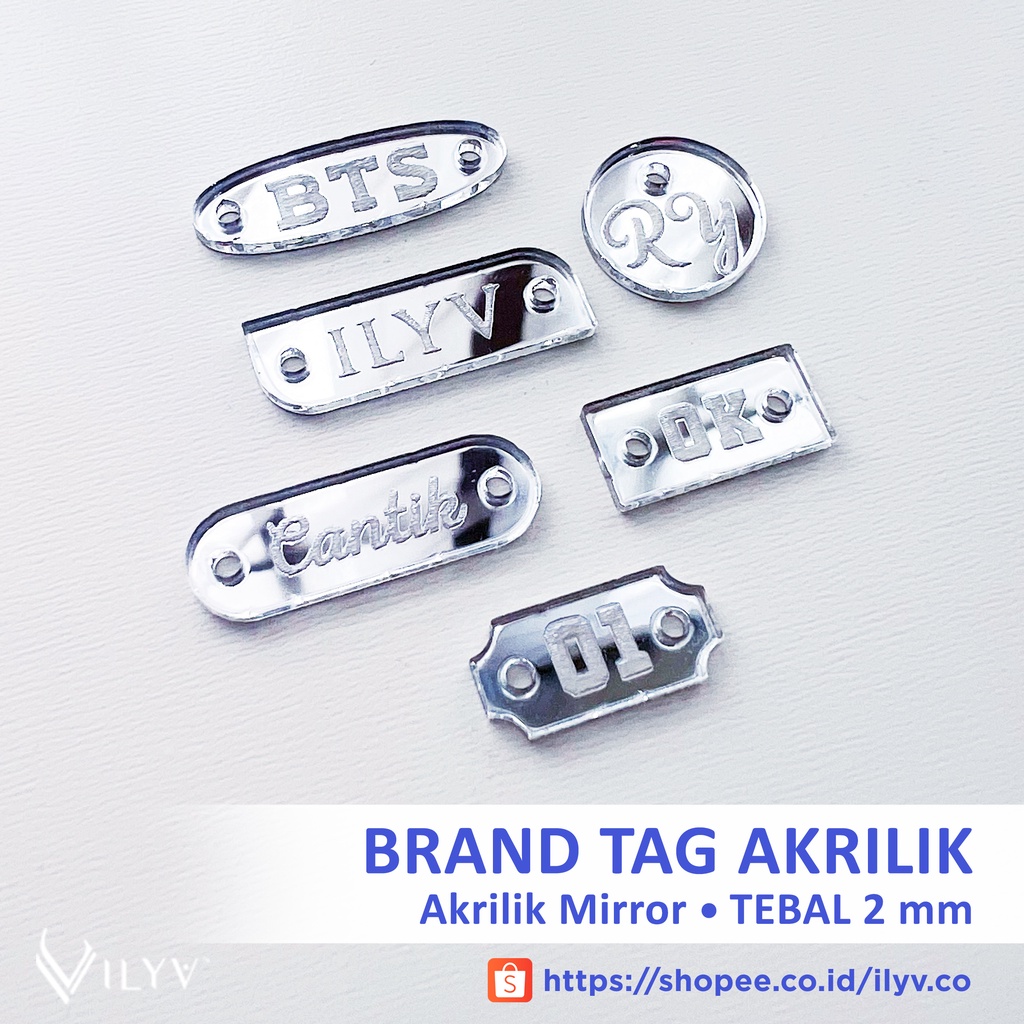 

Label Akrilik SILVER / Label Hijab Branding / Custom Cutting Label / Label Murah
