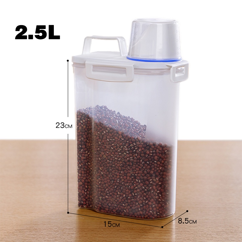 【2.5L】Toples Cereal/Rice Storage Jar/Botol Laundry Detergent Cereal Dry Food Dengan Cup