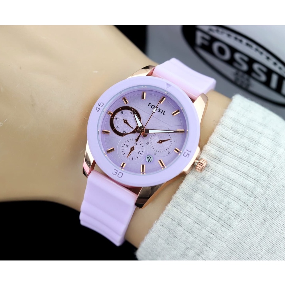 BISA COD✅ Jam tangan wanita strap karet tanggal aktif model ac2967 free batrai