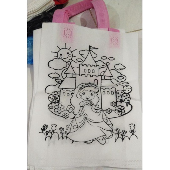 Tas spunbond mewarnai melukis DIY tas anak