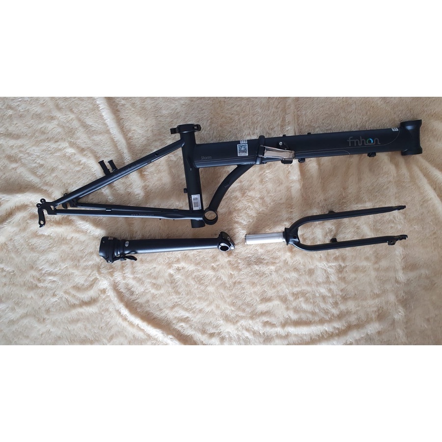 Frame Fork plus Handlepost Fnhon Storm V Brake 20 22 inch Warna HITAM DOFF Chromlly