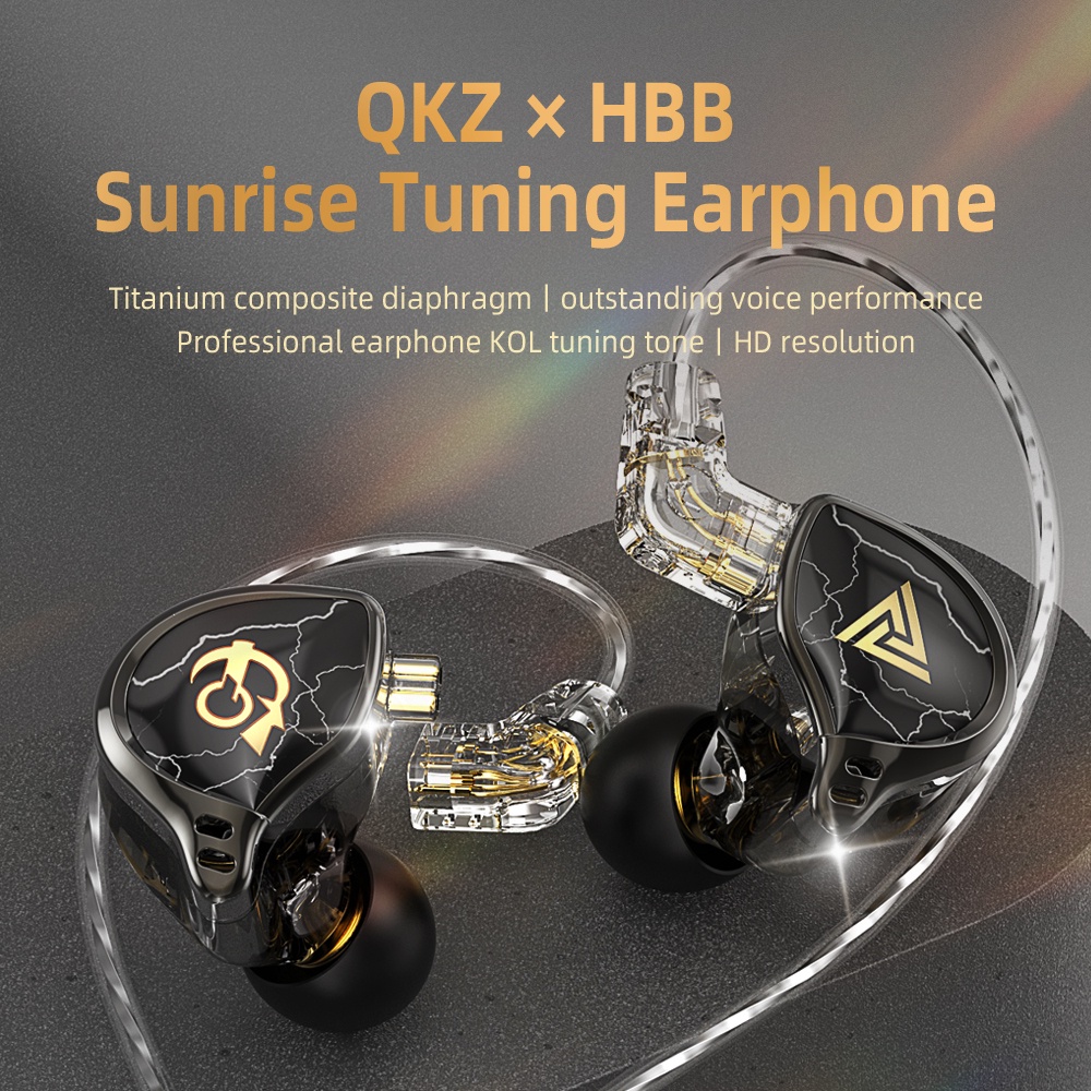 Qkz X HBB Earphone In Ear bass Dinamis 1 Dinamis Lapis Titanium 10mm noise canceling