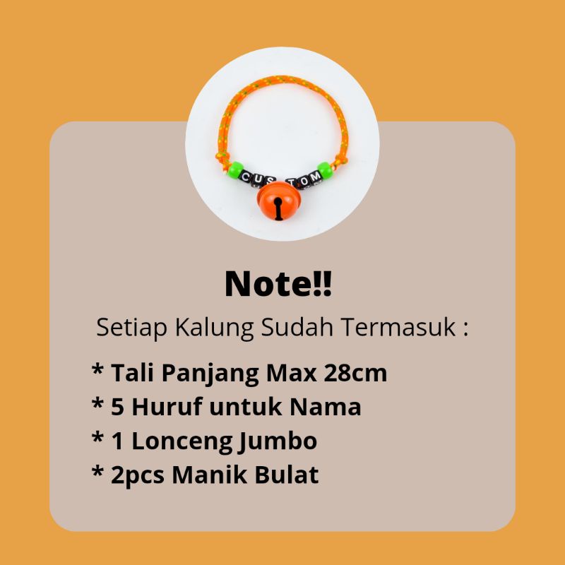 LY PETSTORE | Kalung Kucing Request Nama Tali Prusik Lonceng Jumbo Ufo 22mm