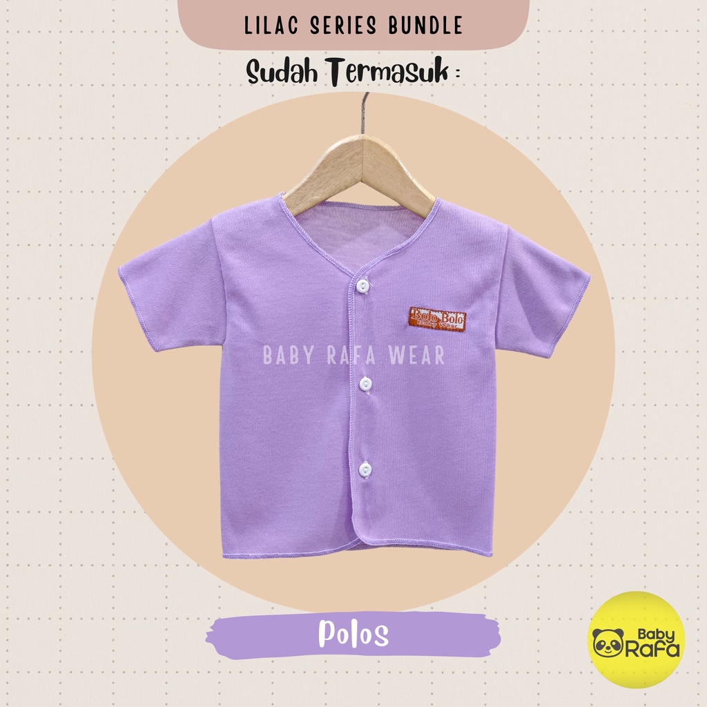 Serian Lilac - 3 pcs Baju Bayi Tangan Pendek Bayi Baru Lahir 0 sd 3 Bulan Lilac Series merk SNI Bolo - Bolo