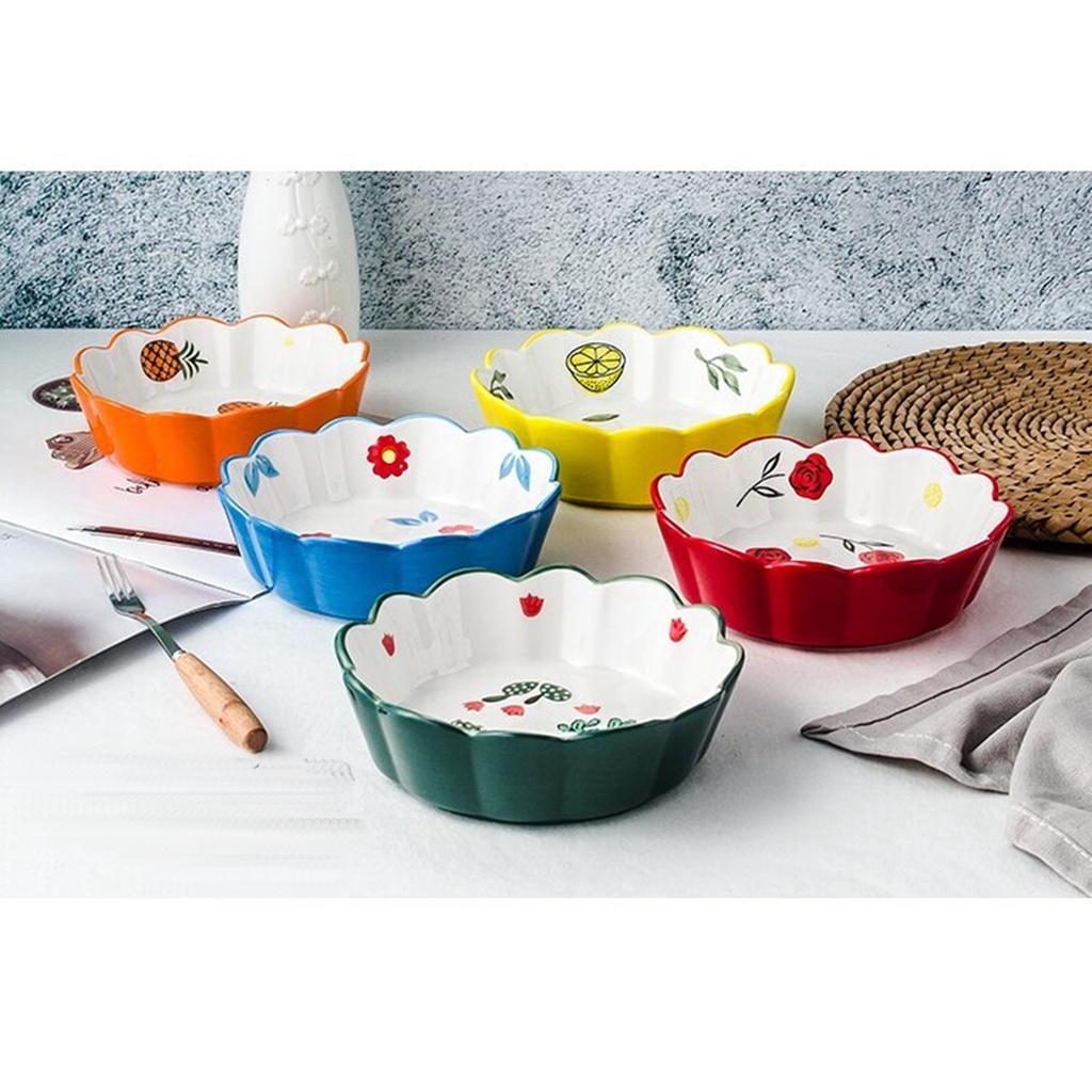 Ceramic Bowl Lace / Mangkok Keramik Porcelain Soup Mie Salad Snack Buah Makanan Ringan