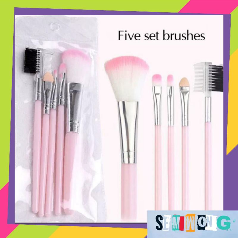 Makeup Brush 5 Pcs Paket Kuas Make Up Brush Set 5 IN 1