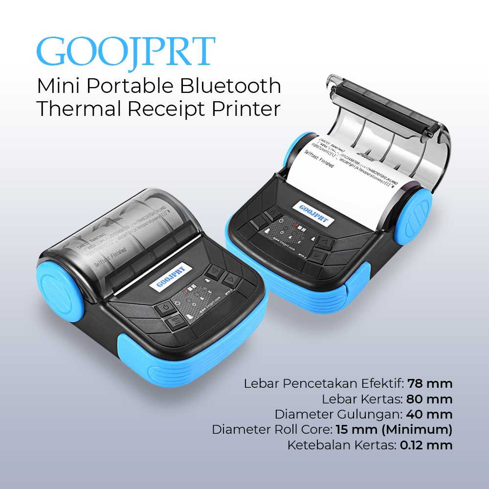 GOOJPRT Mesin Printer Thermal Bluetooth Mini Portable 80mm