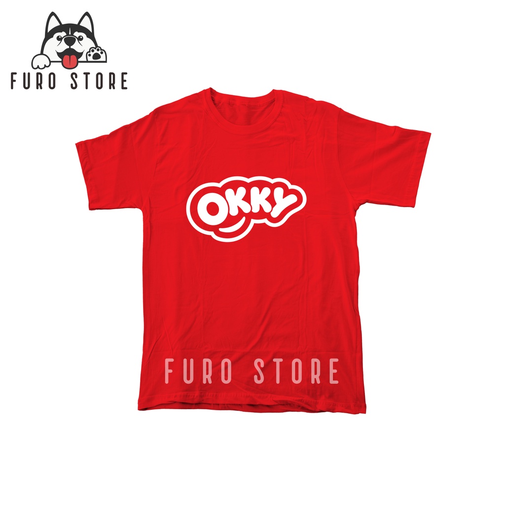 Furo Store Kaos OKKY BOY Yang lagi Viral Lengan Pendek Bahan Katun Combed 30s Warna Merah