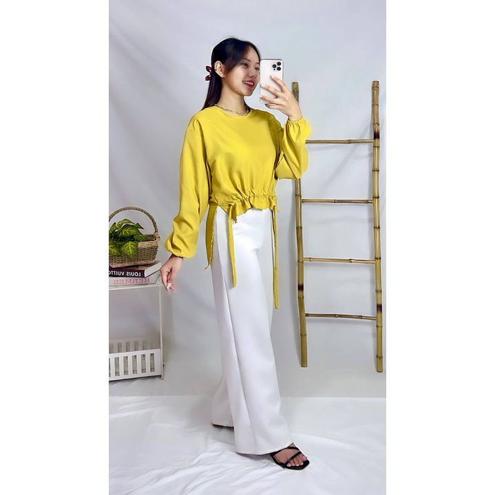 Weijia Fashion Baju Blouse Wanita Terbaru / SORELA TOP SERUT / BUsana Casual Cewek / Blus / Ootd / O