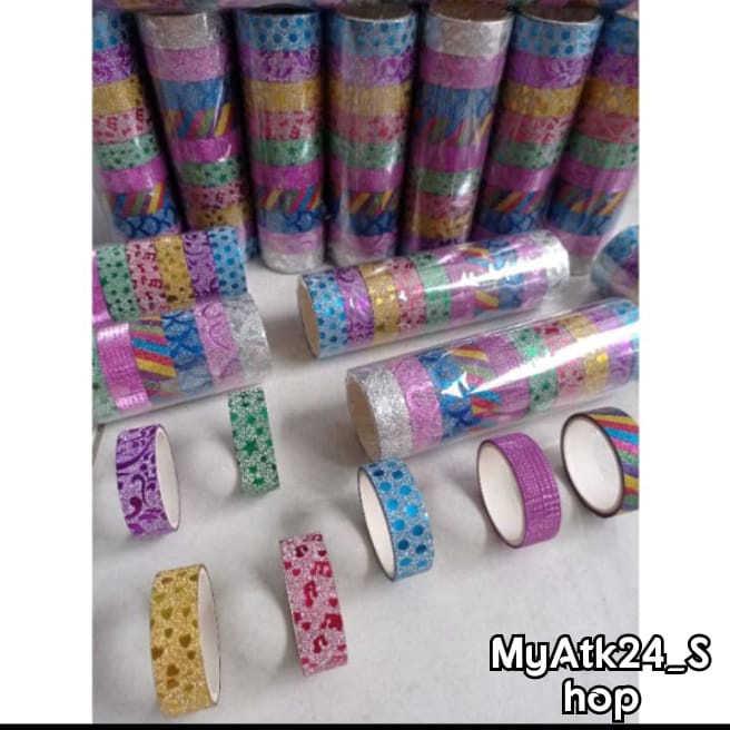 

Isolasi Glitter 12MM Motif Warna - Warni / Isolasi Fancy (1 Slop)