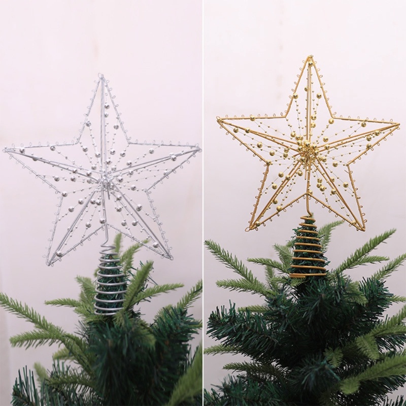 Ornamen Toppers Pohon Natal Model Hollow Bahan Besi