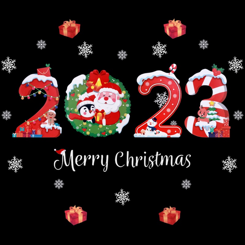 2023 Stiker Dinding / Jendela Desain Merry Christmas Bahan PVC Untuk Dekorasi Rumah