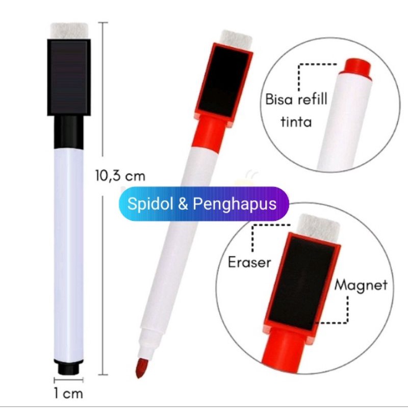 

Spidol wipe and clean Bermagnet bisa diisi ulang | spidol whiteboard papan tulis