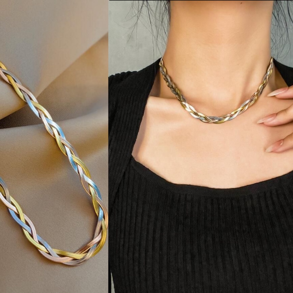 Kalung Titanium Wanita Korean Style Anti Karat Anti Alergi KT95