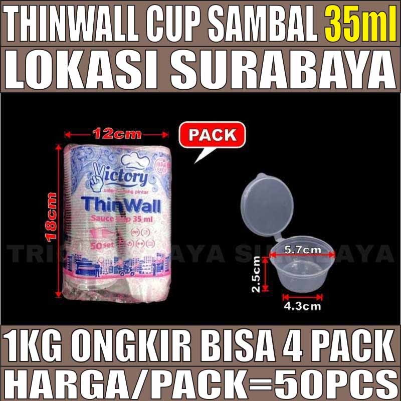 Thinwall Cup Sambal 35ml 50 Pcs Pack Tempat Saos Plastik Cup Saus Surabaya