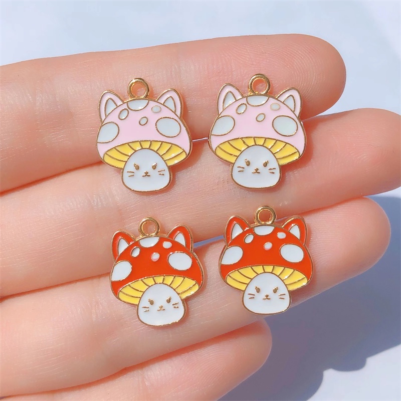4pcs Liontin Enamel Bentuk Jamur Untuk Aksesoris Perhiasan Gelang Kalung