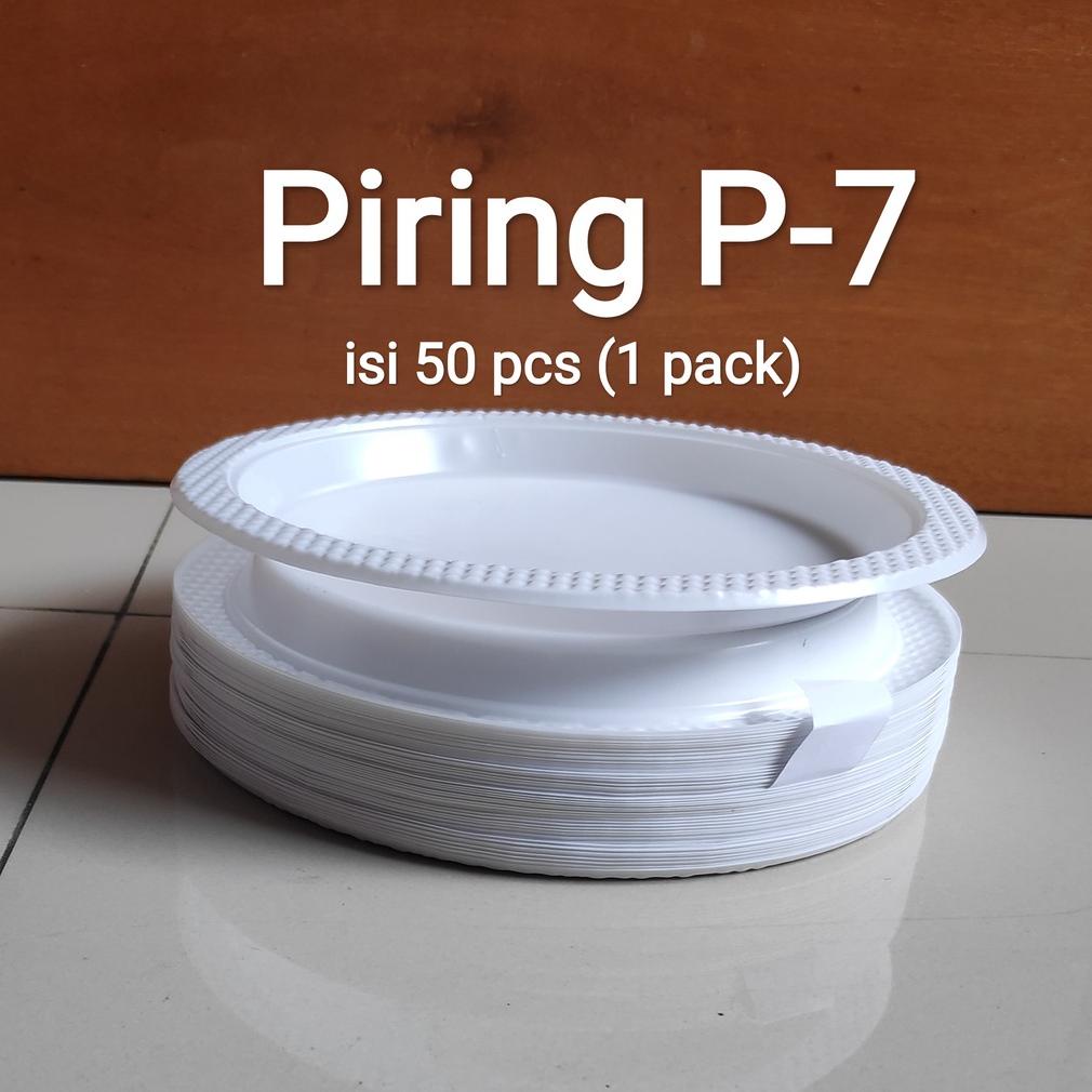 Piring Plastik Sedang P7 isi 50 pcs - Piring makan - Piring Plastik Kue