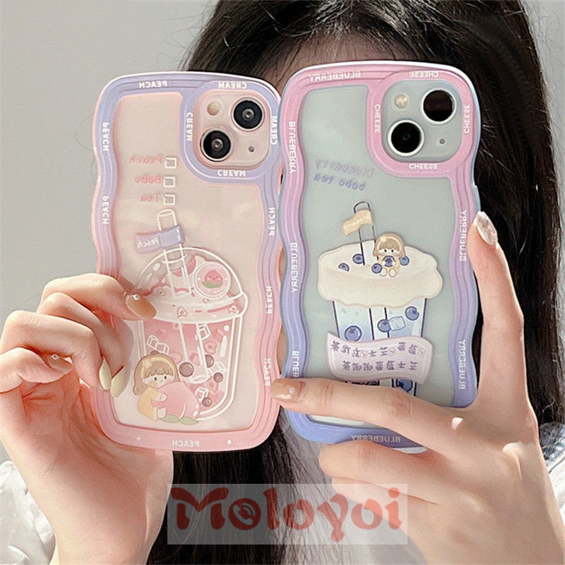 Soft Case TPU Motif Milk Tea Untuk IPhone 11 12 13 14 Pro MAX XR X XS MAX 6 6s 7 8 14 Plus SE 2020