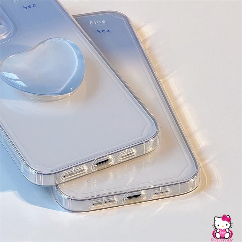 Soft Case TPU Transparan Gradasi Biru Dengan Ring Holder Untuk IPhone 11 13 12 Pro MAX 7 8 Plus 6 6S X XS MAX SE 2020