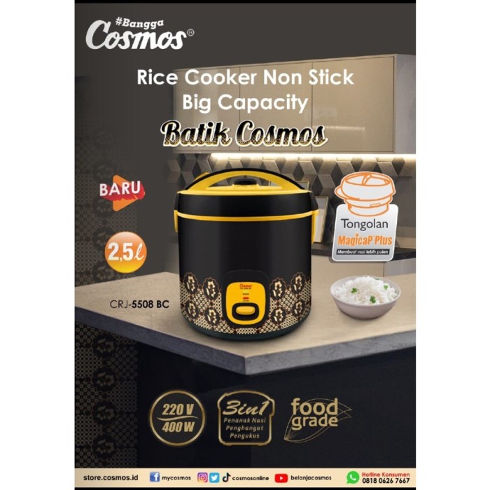 raiddshop - Rice Cooker Magic Com COSMOS RJ-5508BC Batik Kapasitas 2.5L Jumbo
