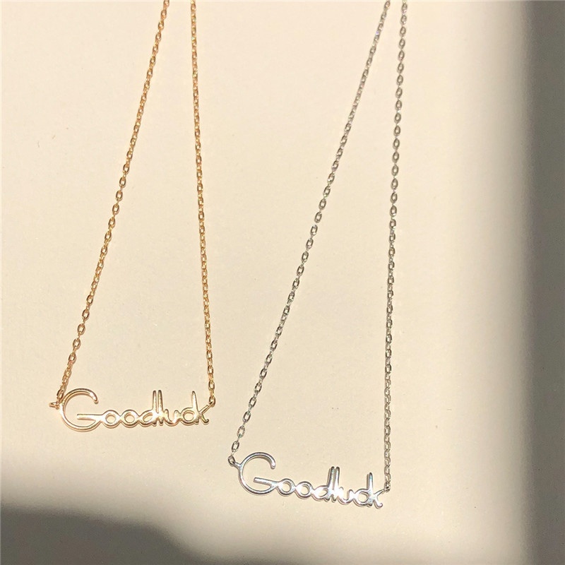 COD❤️Surat Keberuntungan Kalung Fashion Korea Keberuntungan Wanita Desain Niche Sederhana Temperamen Rantai Klavikula Good Luck-A.one