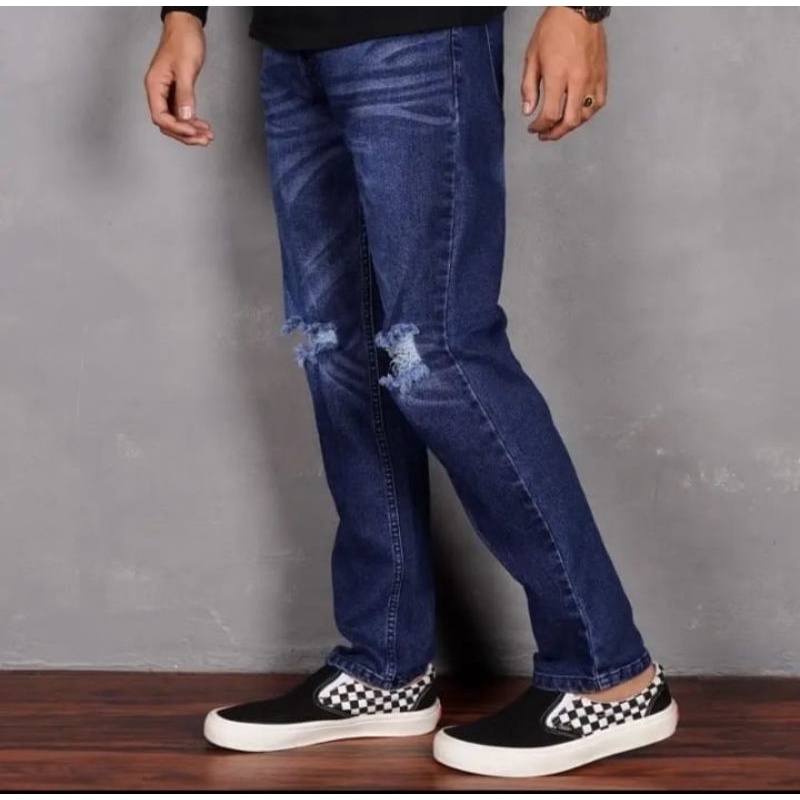 CELANA PANJANG JEANS SOBEK PRIA PREMIUM | CELANA PANJANG JEANS PRIA SLIMFIT