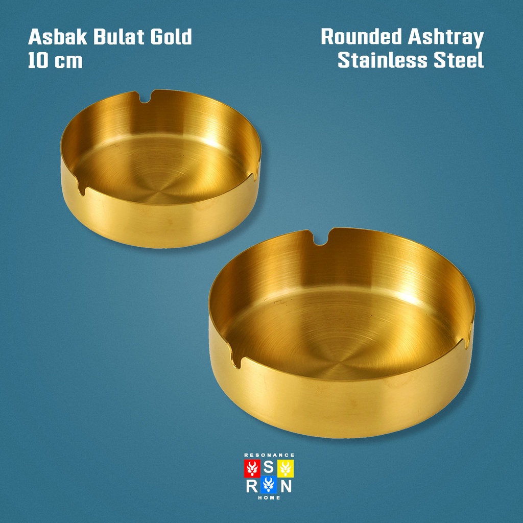 Asbak Bulat Stainless Steel GOLD Diameter 10cm / Ashtray Resonance Home
