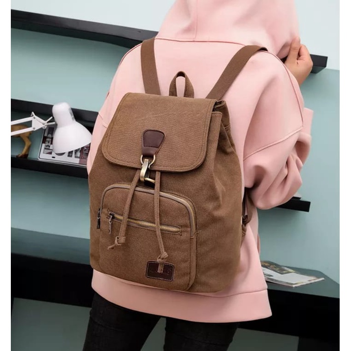 Kbag Klub New Arrival - Tas Ransel canvas IAC Backpack Up to 12 inch - Tas Ranse Tas Wanita Daypack