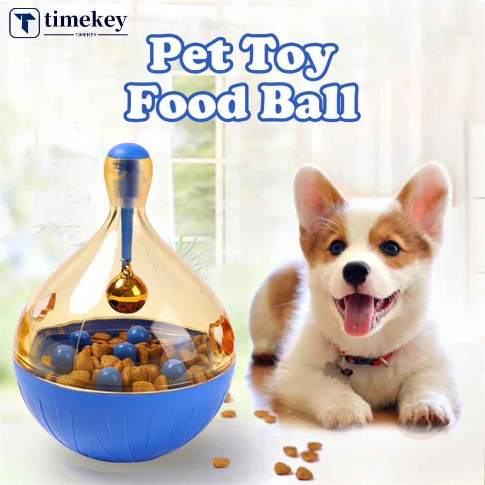 Timekey Dispenser Makanan Anjingkucing Peliharaan Bentuk Bola Interaktif L1P9