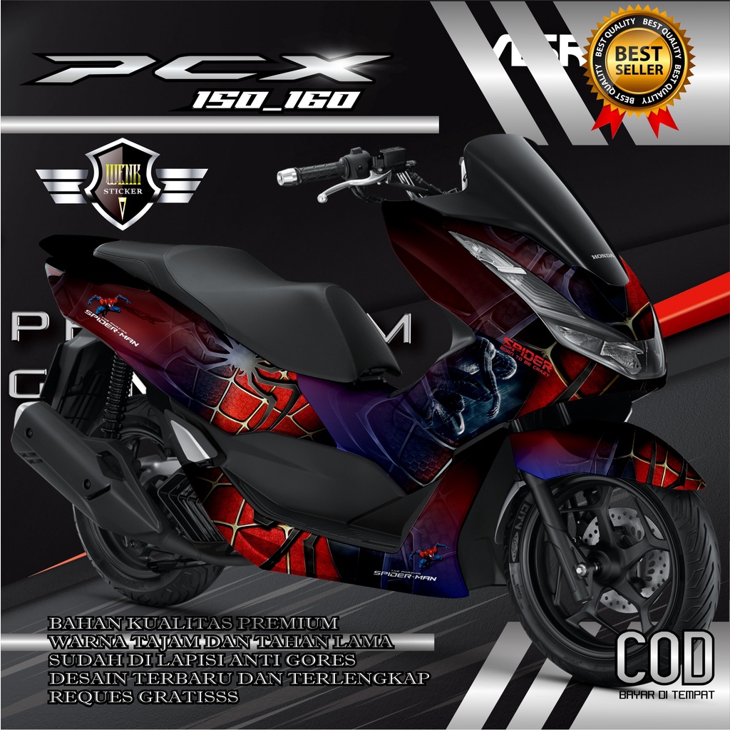 DECAL STICKER PCX 150_160 Desain SPIDERMAN