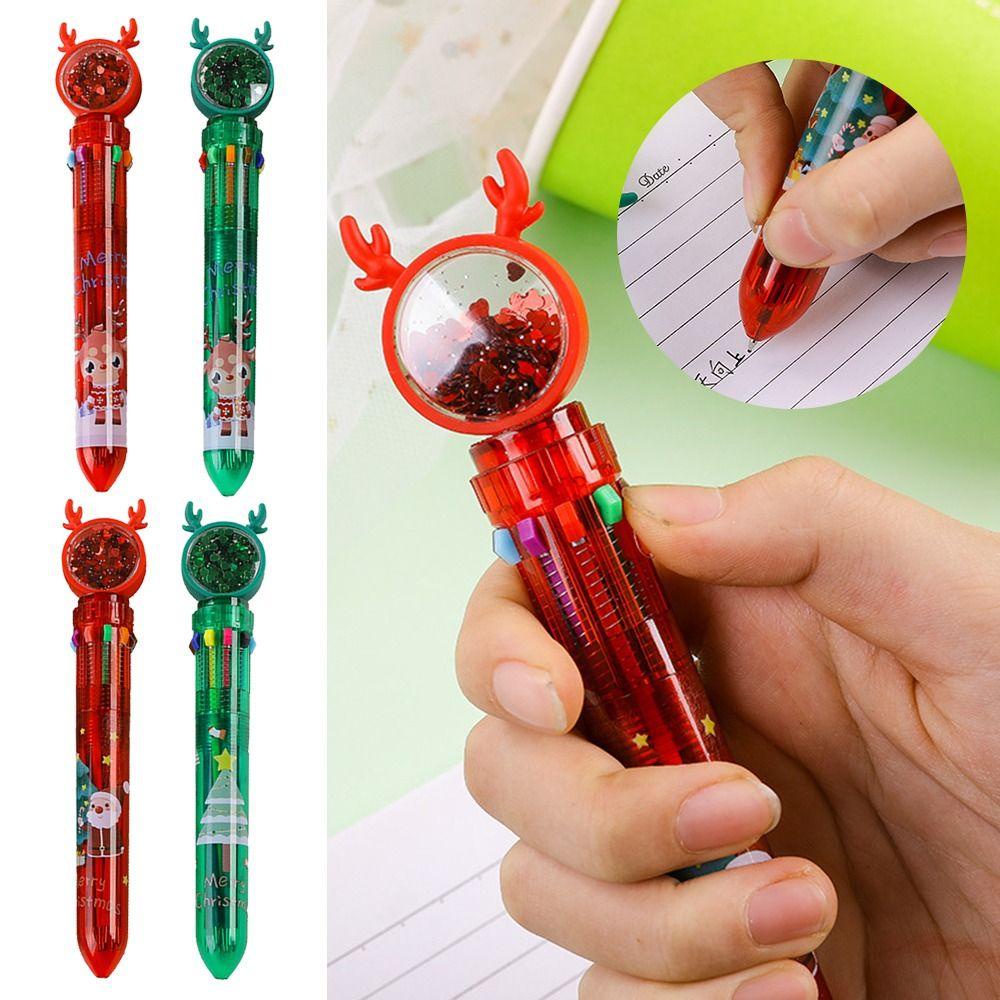 4pcs Pulpen Desain Kartun Rusa Natal Untuk Alat Tulis Anak Laki-Laki