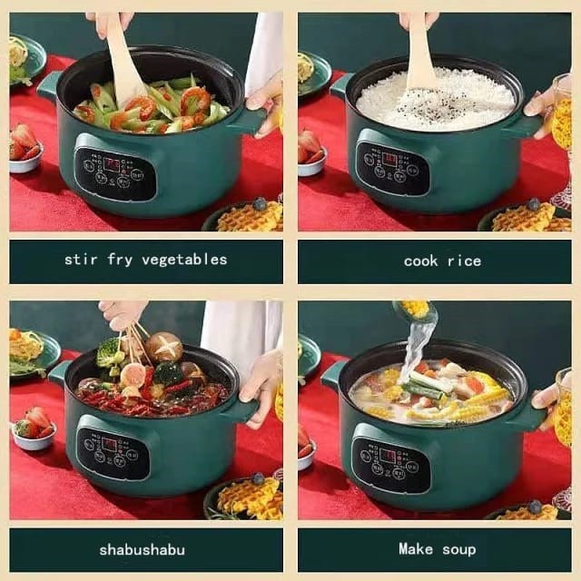 Panci Listrik Timer Serbaguna Ukuran Jumbo 3.2L 26cm Frying Pan Multifungsi