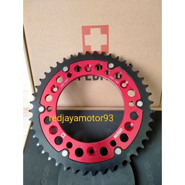 gear belakang crf 150L 520 expedition alumunium gir merah 44/46/48/50/51