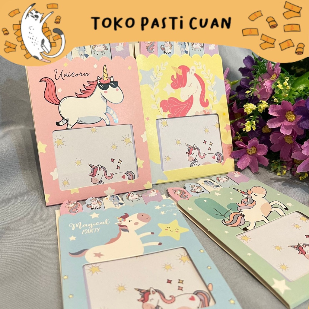 

sticky notes lipat pembatas buku karakter unicorn kartun lucu cat bisa COD termurah import notes lucu imut fancy unik