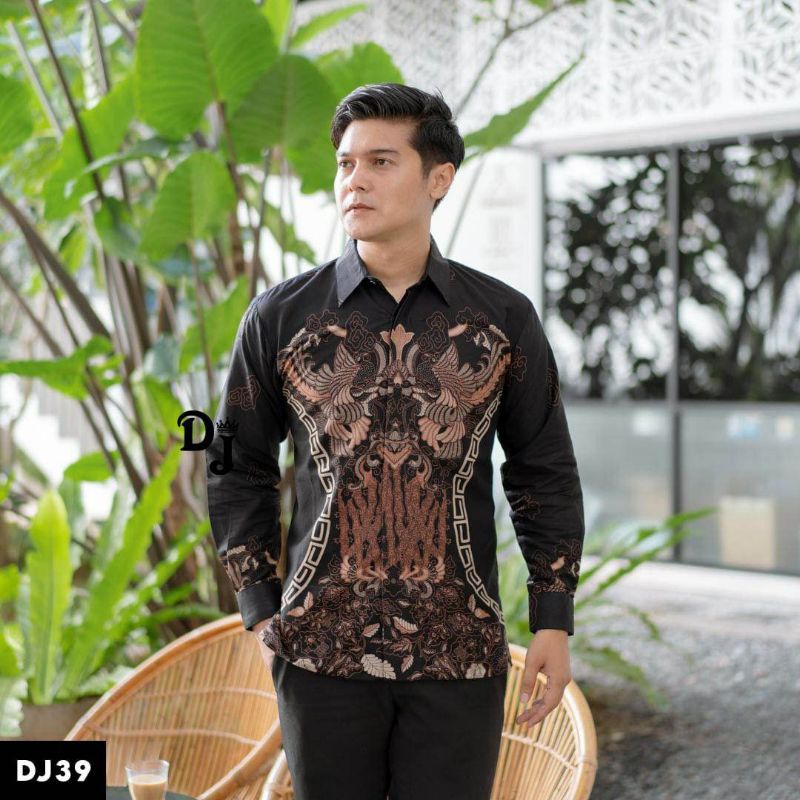 Batik Pria Lengan Panjang Gus Azmi BATIK AZMIL HRB026 motif KERATONAN Kode 002 size M L XL XXL Regul
