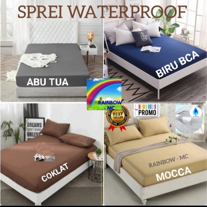 Sprei Waterproof Katun Import 160x200x30 &160x200x40 - Orange, 140x200x20(U6G4) Sprei Kintakun Sprei