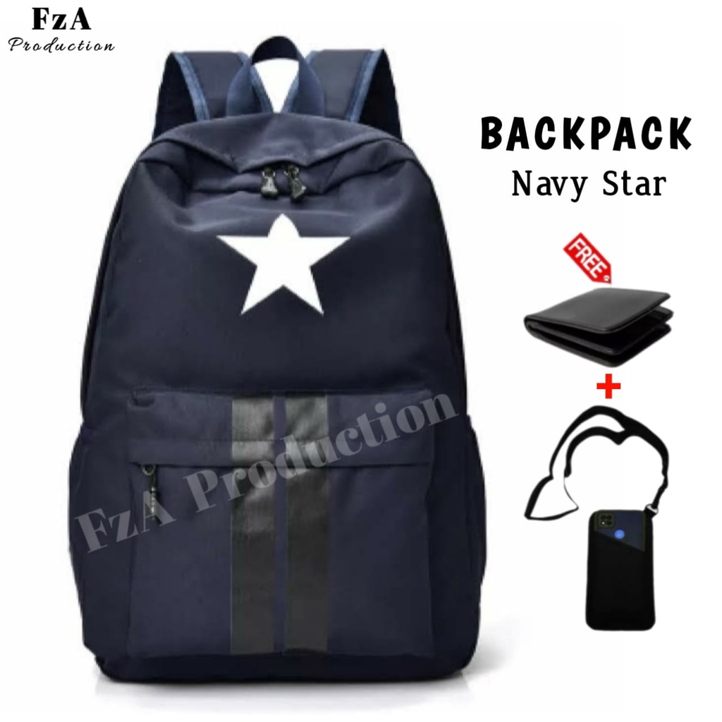 Tas Ransel Punggung Distro Casual Pria Wanita / Tas Ransel Laptop Backpack Original FzA - Brown BRWQS