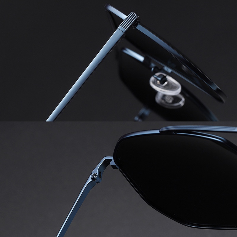 Kacamata Hitam Polarized Poligonal Double Nose Bridge Untuk Pria